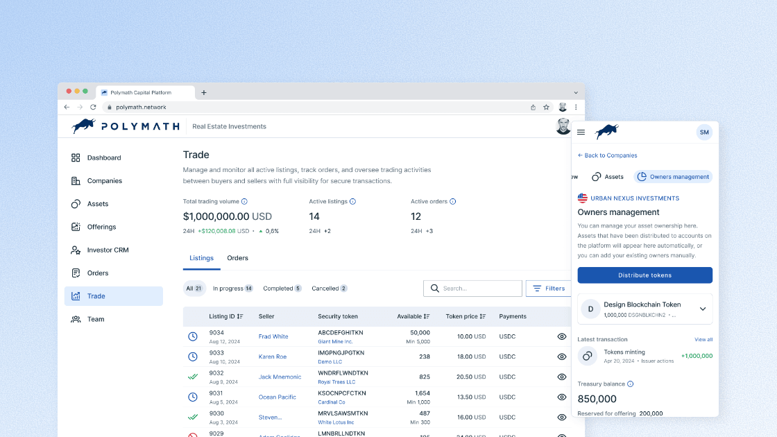 Polymath real-estate investment platform with project listings.