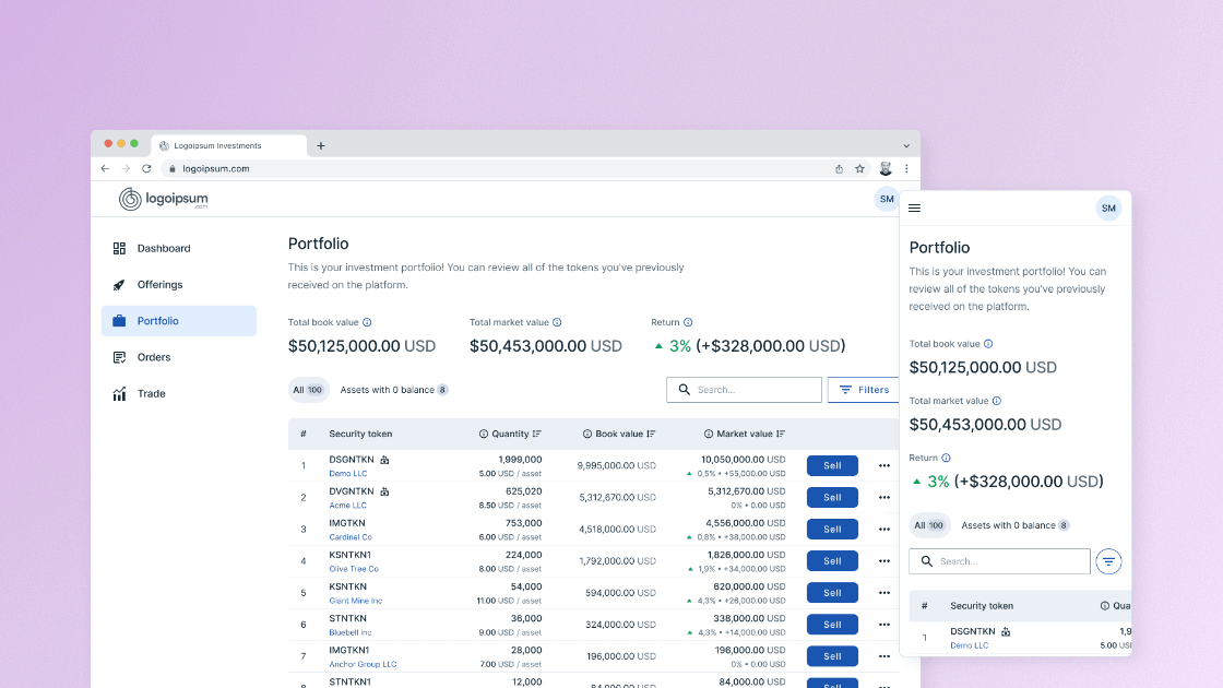 Polymath portfolio dashboard showing accounts and holdings.